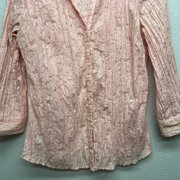 Apt.9 Embroidered Eyelet Soft Girl Fairy Prairie Cottage Pink Top Womens Medium - Picture 4 of 14